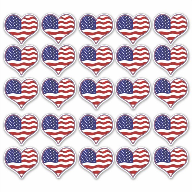 Stickers en vinyle en forme de coeur du drapeau am (Devant)