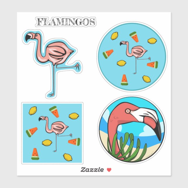 Stickers en vinyle Flamant rose rose (Feuille)