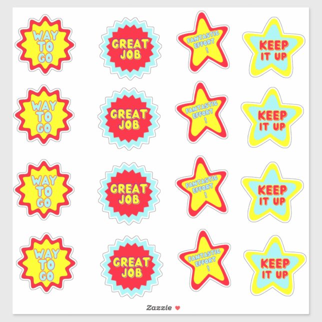 Stickers enseignant coloré amusant (Feuille)