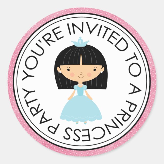 Stickers Enveloppe Correspondante Princess Party (Devant)