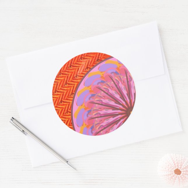 Stickers Enveloppe Mandala orange et rose (Enveloppe)