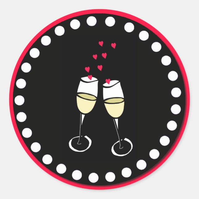 Stickers Enveloppe Mariage Coeurs flottants (Devant)