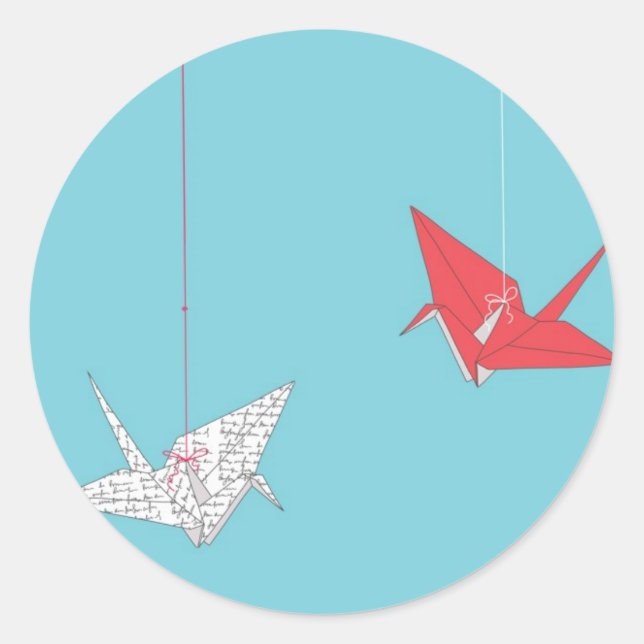 Stickers Enveloppe Mariage Oiseaux Origami Chic (Devant)