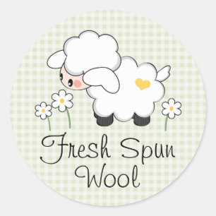 Stickers Étiquette Baby shower d'agneau vert ronde