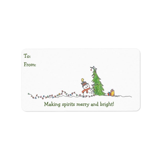 Stickers étiquette cadeau de Holiday Snowman (Devant)
