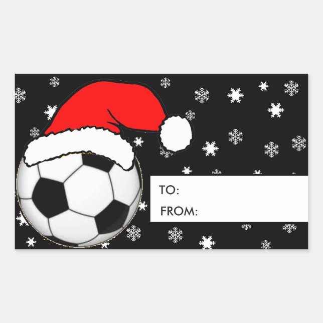Stickers étiquette cadeau de Noël de football (Devant)