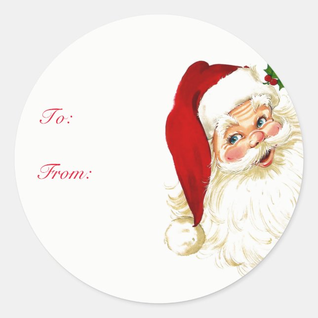 Stickers étiquette cadeau de Noël Santa Clause (Devant)