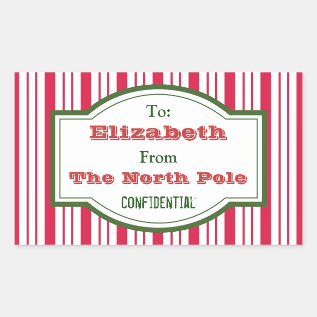 Stickers étiquette cadeau du pôle Nord personnalis (Devant)