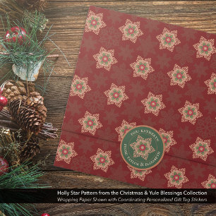 Stickers étiquette cadeau Holly Star personnalisée