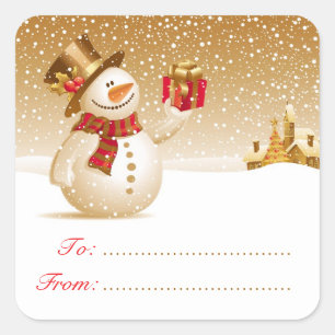 Stickers étiquette cadeau Noël Snowman