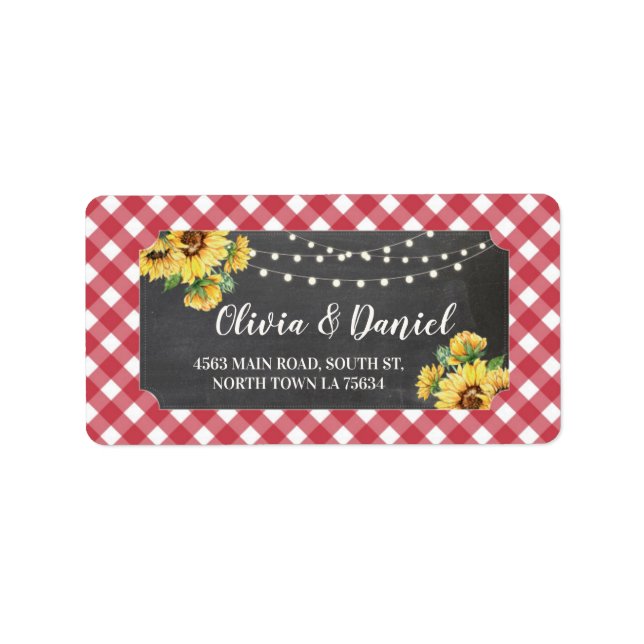 Stickers Étiquette de adresse de tournesol Mariage (Devant)