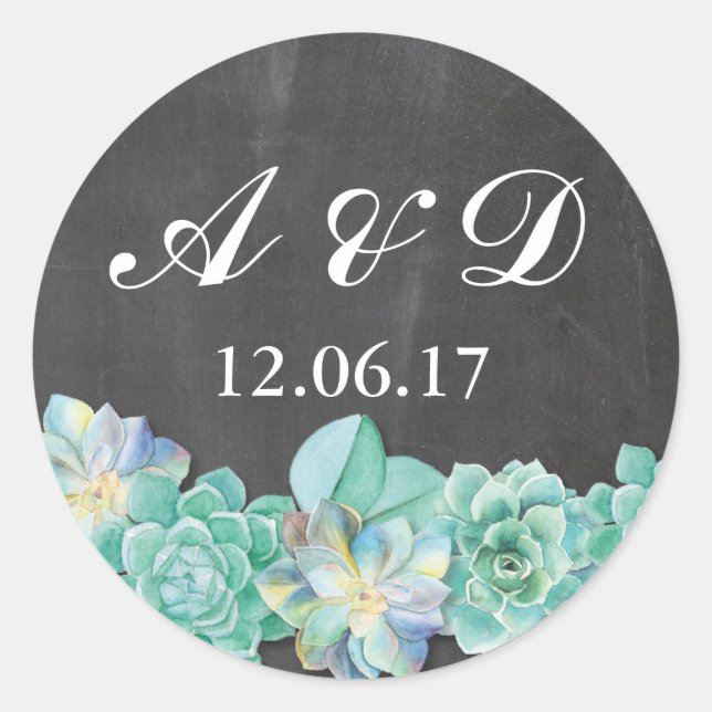 Stickers Étiquette de Chalk Succulents rustiques (Devant)