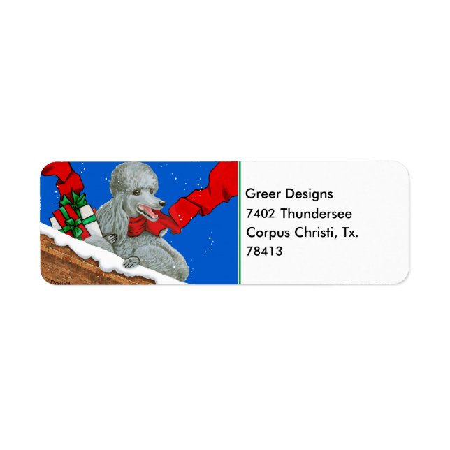 Stickers Étiquette de Noël de caniche en argent Ta (Devant)