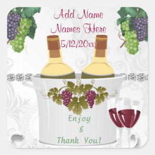 Stickers Étiquette de vin mariage pour FAVORS