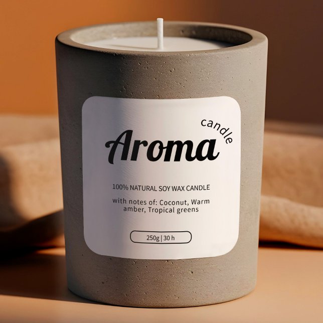 Stickers Étiquette élégants aux bougies blanches e (Minimalist White & Black Candle Labels Stickers)