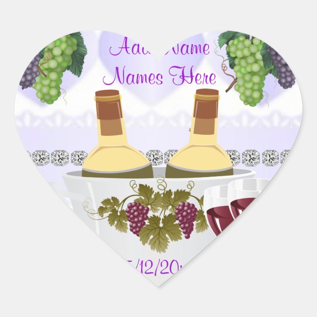 Stickers Étiquette mariage Vin POUR BOUTEILLES À V (Devant)