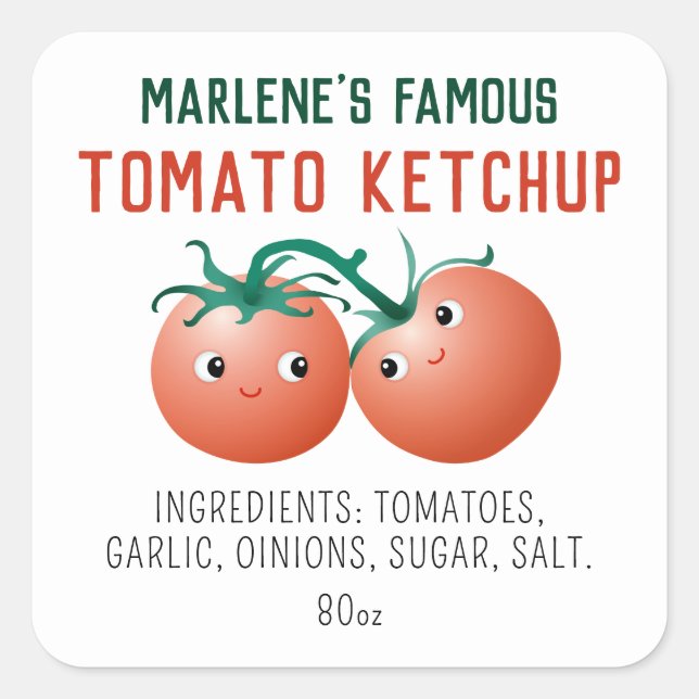 Stickers Étiquette Tomato Ketchup avec ingrédients (Devant)