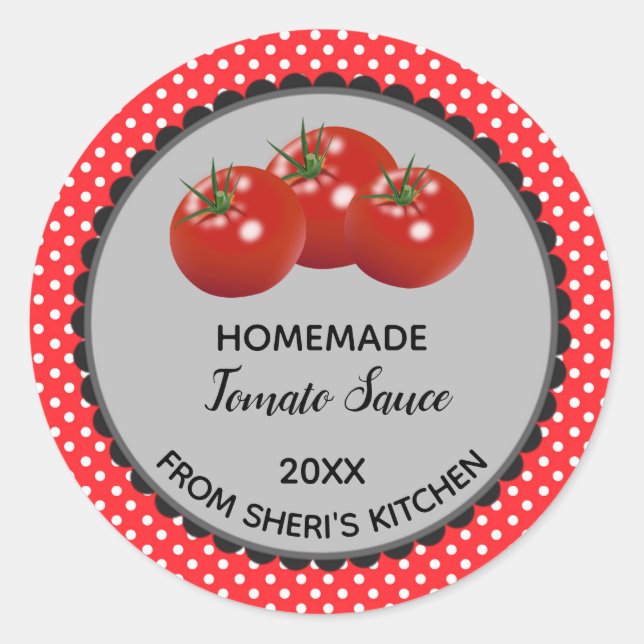 Stickers Étiquettes à la sauce tomate à pois rouge (Devant)