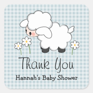 Stickers Étiquettes Baby shower d'agneau bleu