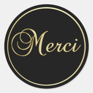 Stickers Étiquettes élégants Black Gold MERCI