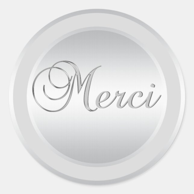 Stickers Étiquettes en argent élégant MERCI (Devant)