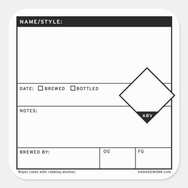 Stickers Étiquettes Homebrew Générique Écrit (Devant)