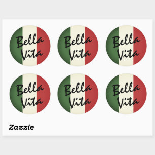 Stickers Étiquettes ronds du drapeau italien Bella