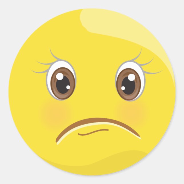 Stickers Face Emoji Jaune Malheureux/Triste (Devant)