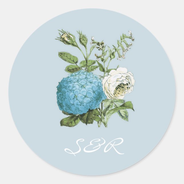 Stickers Faire-part de mariage bleu Toscane (Devant)