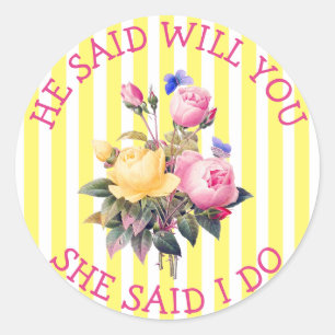 Stickers Faire-part de mariage floral chic jaune