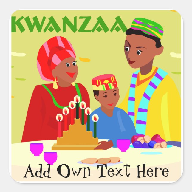 Stickers Famille Kwanzaa Favorisent Cadeaux Person (Devant)