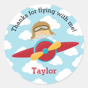 Stickers Faveur Avion Blonde Pilot Boy