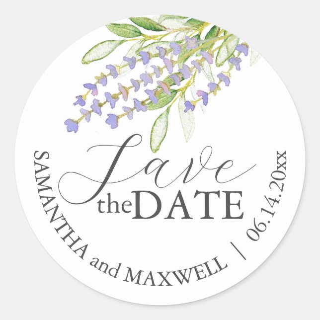 Stickers Faveur Mariage Personnalisé Lavender (Devant)