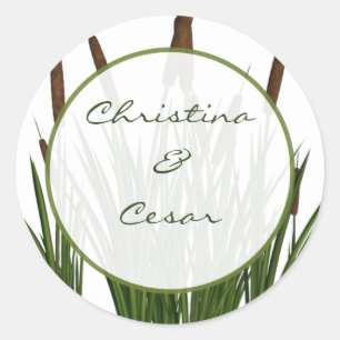 Stickers Favor 20 - 1,5 po Cattail/libellule en Co