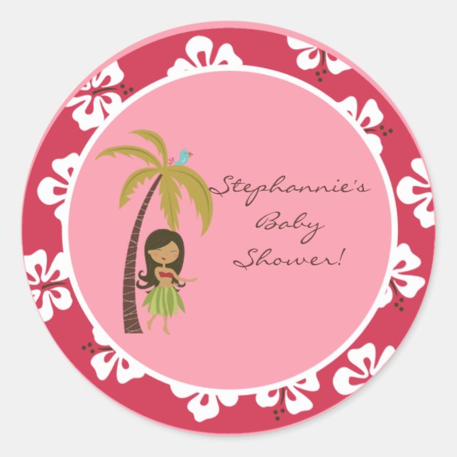 Stickers Favor 20 - 1,5" Rose Hawaiian Luau Tropi (Devant)