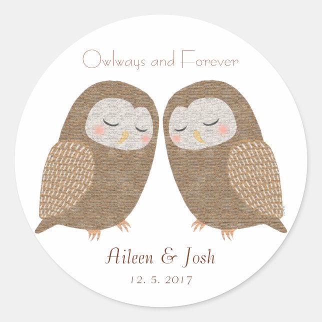 Stickers Favor de mariage Chouette Couple Stickers (Devant)