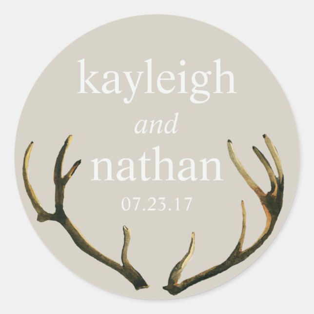 Stickers Favour Mariage Rustique Antlers Personnal (Devant)