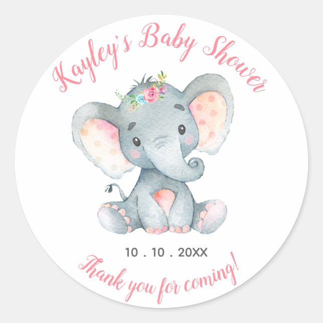 Stickers Favour Personnalisé Elephant (Devant)