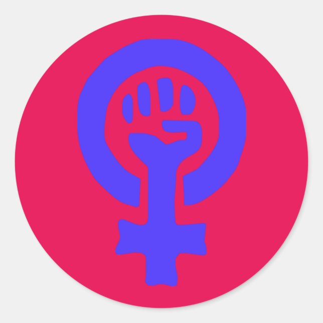 Stickers Feministe Gratuit Bleu Personnalisé 6 Pac (Devant)