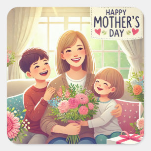 Stickers fête de la mère heureuse