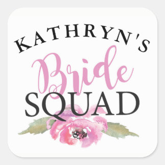Stickers Fête des mariées Bride Squad Rose floral