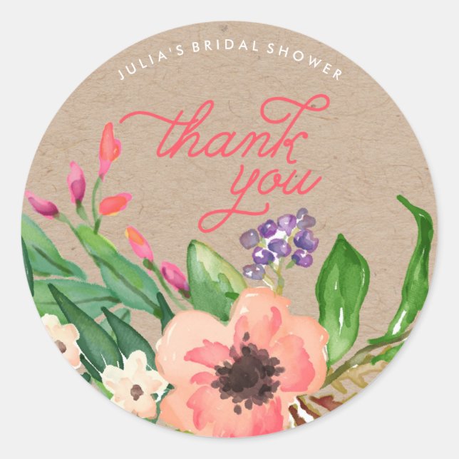 Stickers Fête des mariées florale Aquarelle modern (Devant)