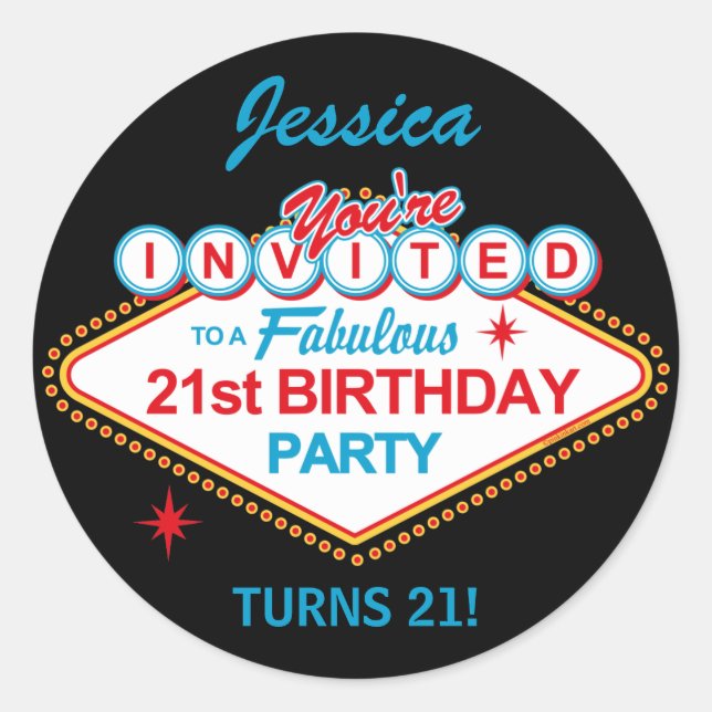 Stickers fête du 21e anniversaire de Las Vegas (Devant)