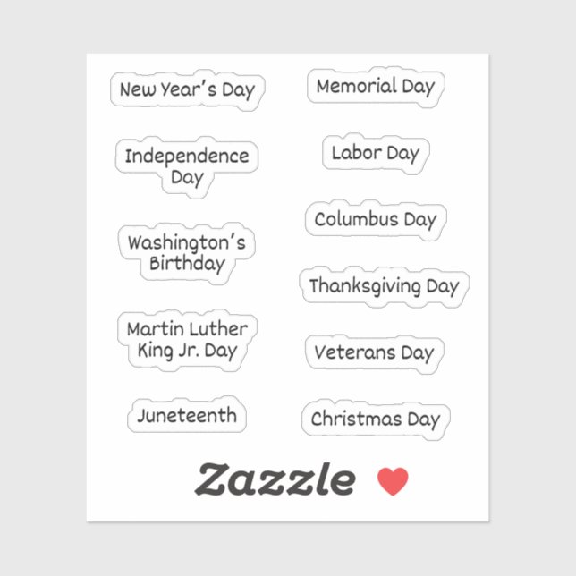 Stickers Fêtes Fédérales des Etats-Unis pour Calen (Feuille)