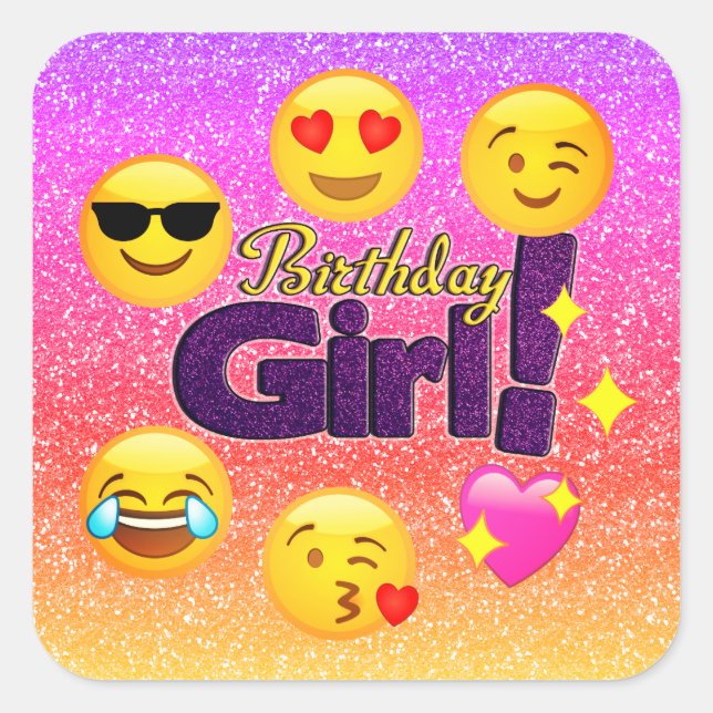 Stickers fille d'anniversaire Ombre Parties scinti (Devant)