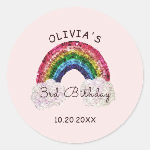 Stickers Fille Rose Anniversaire Arc-en-ciel Faveu