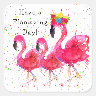 Stickers Flamant rose rose blanc et coloré