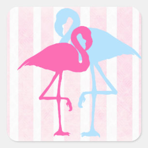 Stickers Flamant rose rose et bleu
