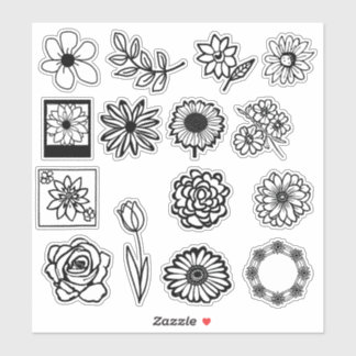 Stickers Fleur à main | Noir et blanc