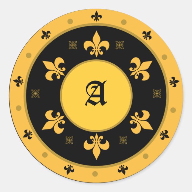Stickers Fleur de Lis ronde avec texte personnalis (Devant)